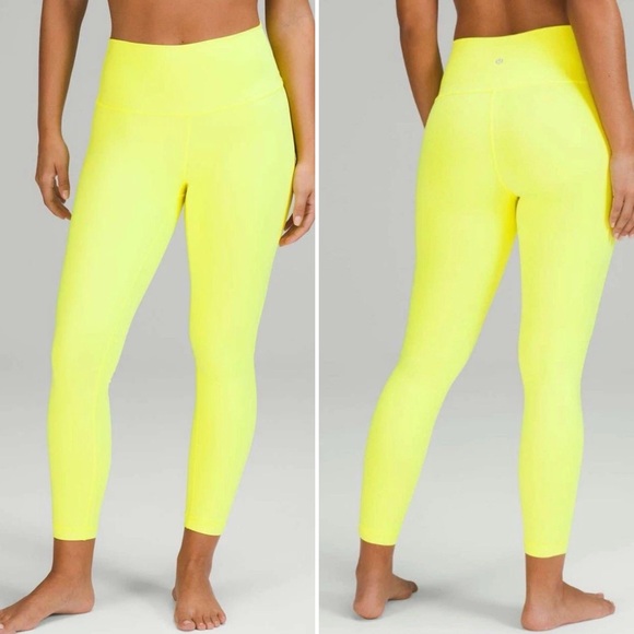 Lululemon Wunder Under High-Rise Tight 25” Neon Highlight Yellow size 8 - Picture 1 of 6